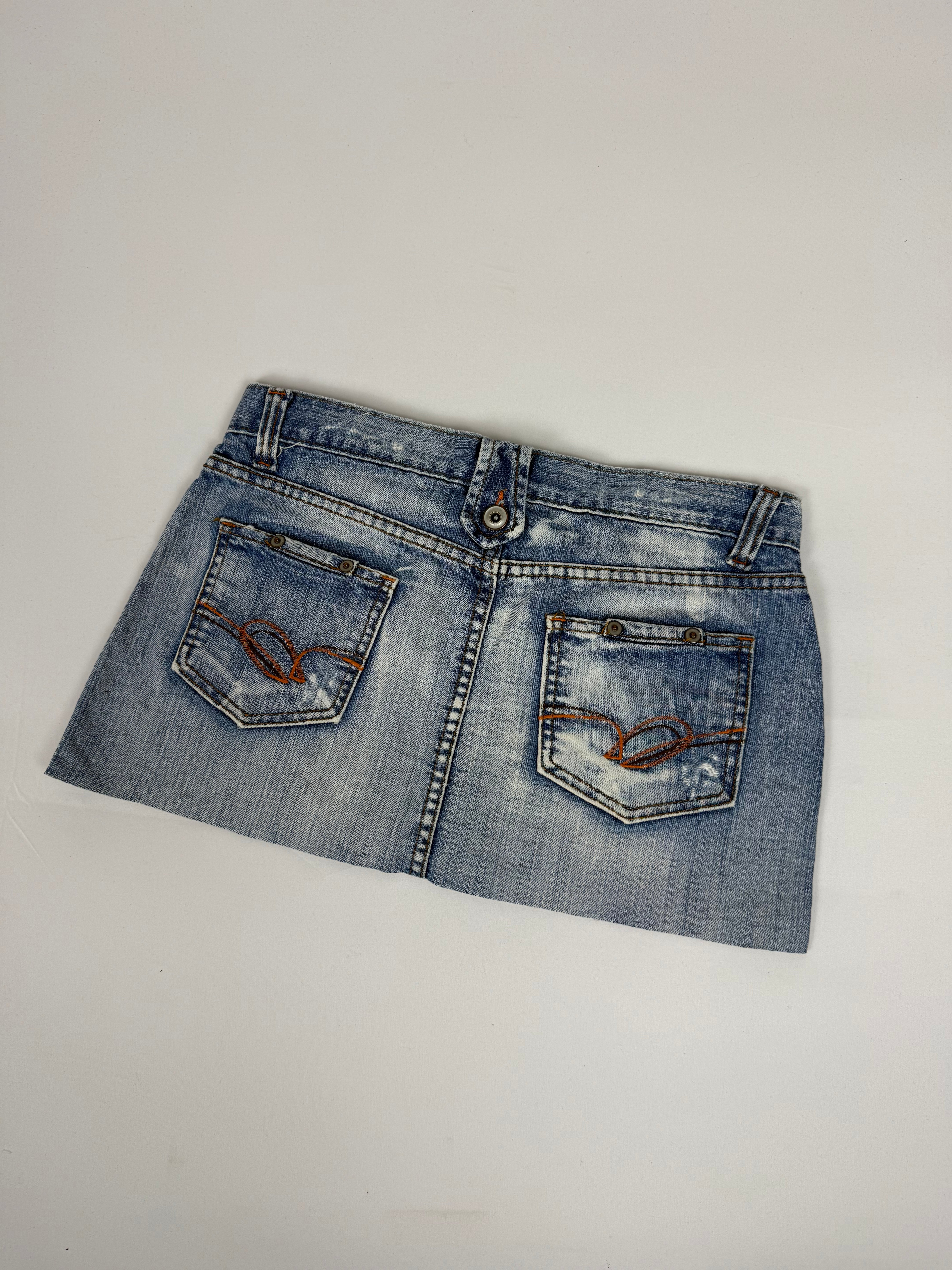 Blue denim low rise mini skirt (M)