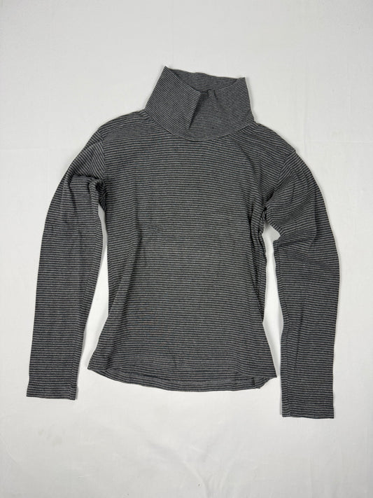 Grey striped cotton turtleneck long sleeves top (S)