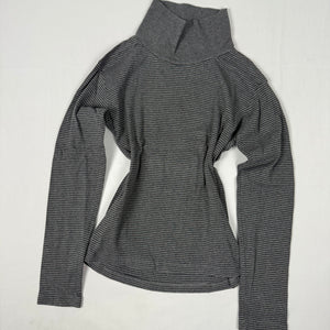 Grey striped cotton turtleneck long sleeves top (S)