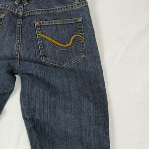 Blue navy denim low rise flared pants (S/M)