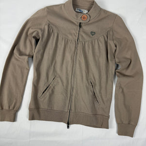 Khaki tight fit zip up sweatshirt (S)