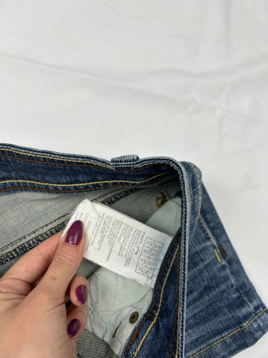 Blue denim  low rise mini short (XS)