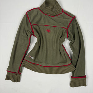 Khaki fleece high neck sweatshirt (XS)