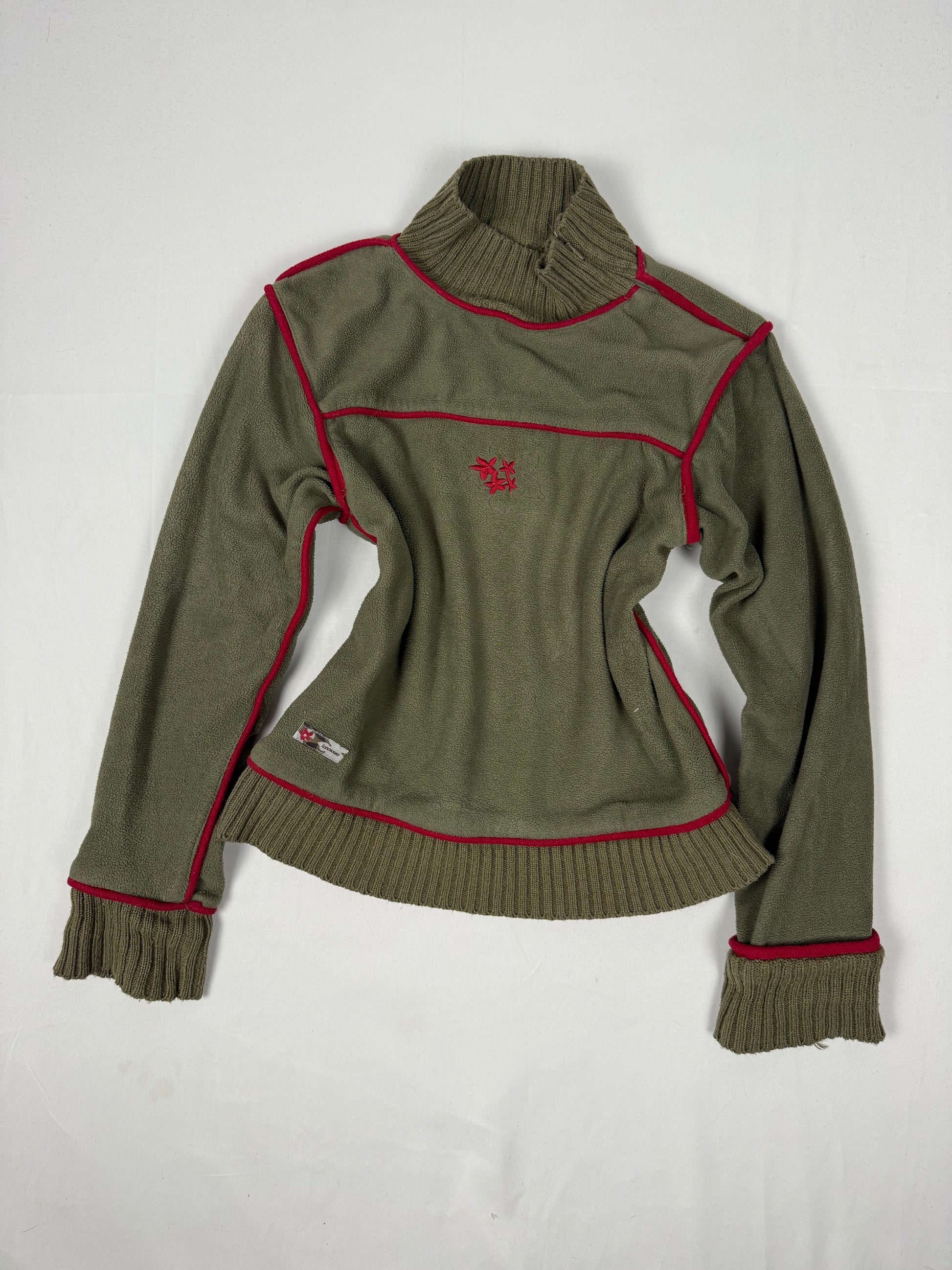 Khaki fleece high neck sweatshirt (XS)