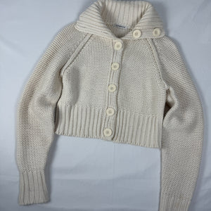 Cream cotton knitted tight cardigan fit jumper (XXL)