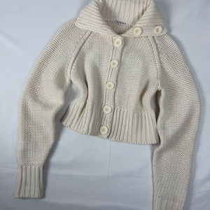 Cream cotton knitted tight cardigan fit jumper (XXL)