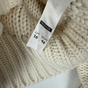 Cream cotton knitted tight cardigan fit jumper (XXL)
