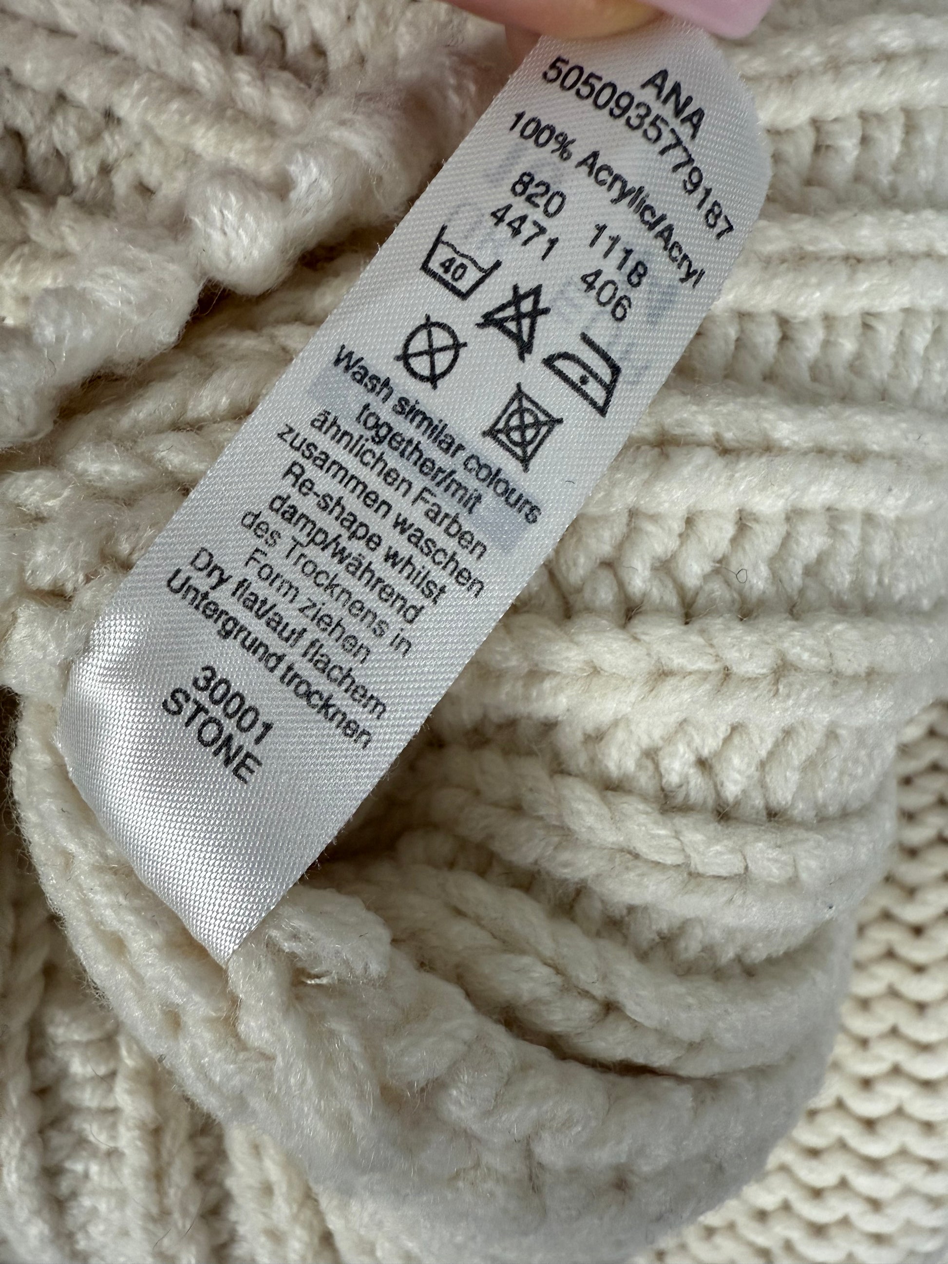 Cream cotton knitted tight cardigan fit jumper (XXL)