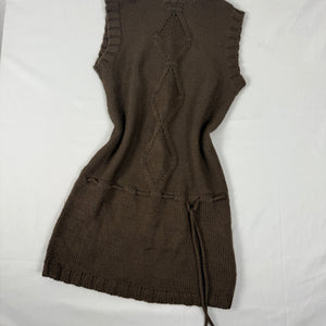 Brown turtleneck wool sleeveless mini dress jumper (S/M)