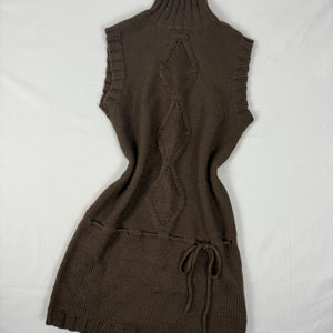 Brown turtleneck wool sleeveless mini dress jumper (S/M)