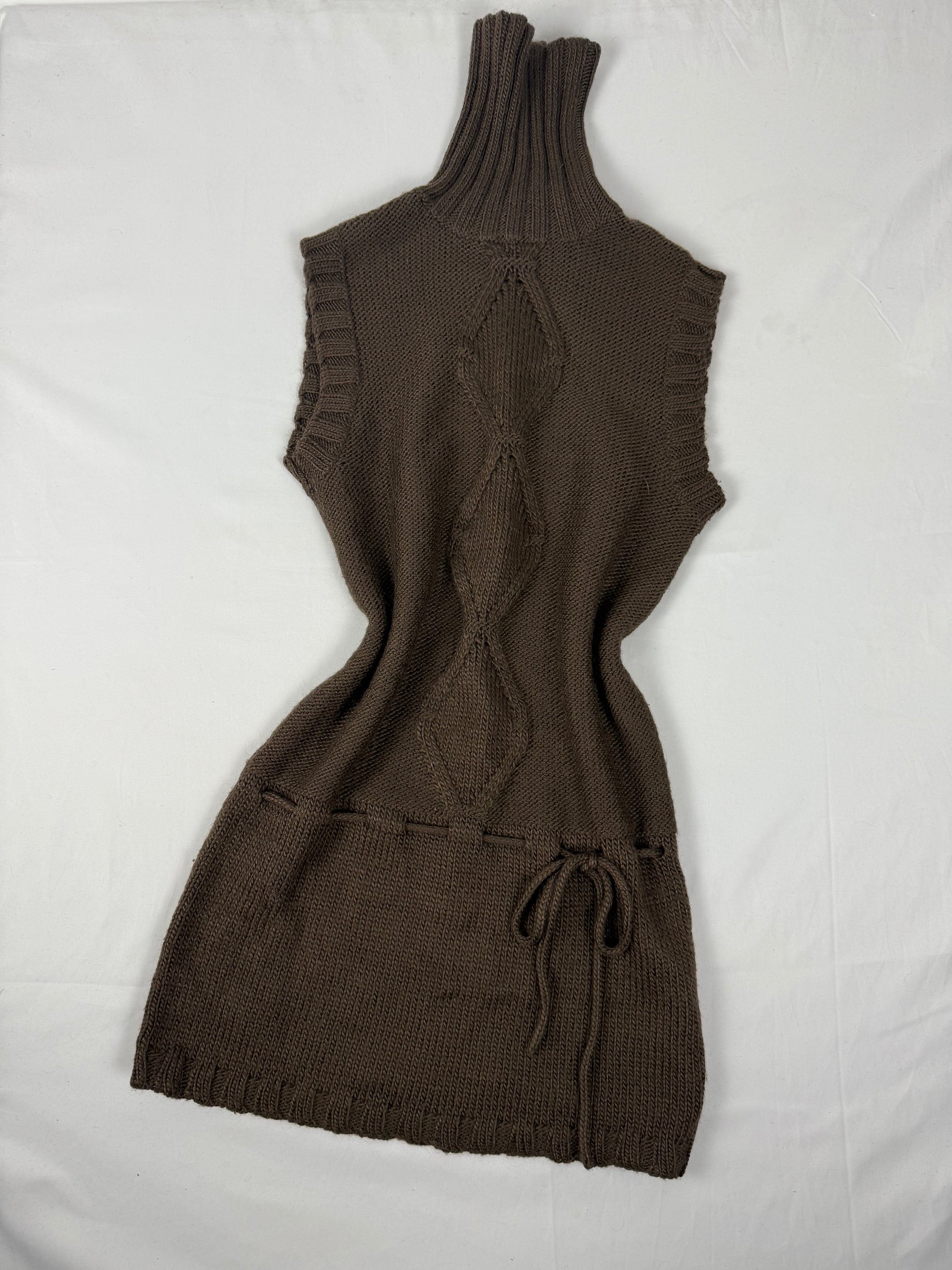 Brown turtleneck wool sleeveless mini dress jumper (S/M)