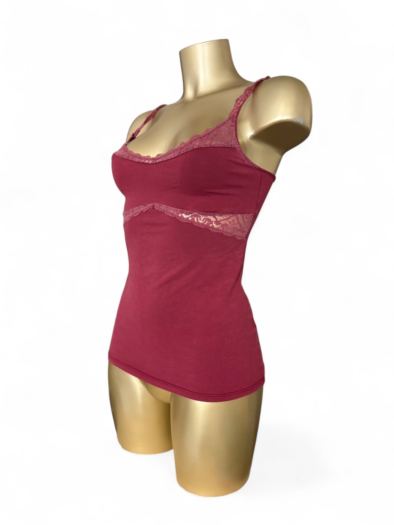 Burgundy red cotton cami top (S)