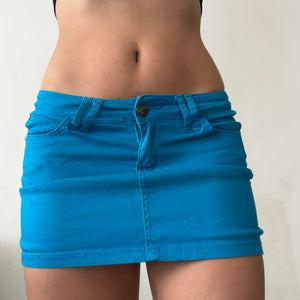 Blue low rise mini skirt (S)