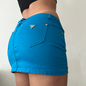 Blue low rise mini skirt (S)