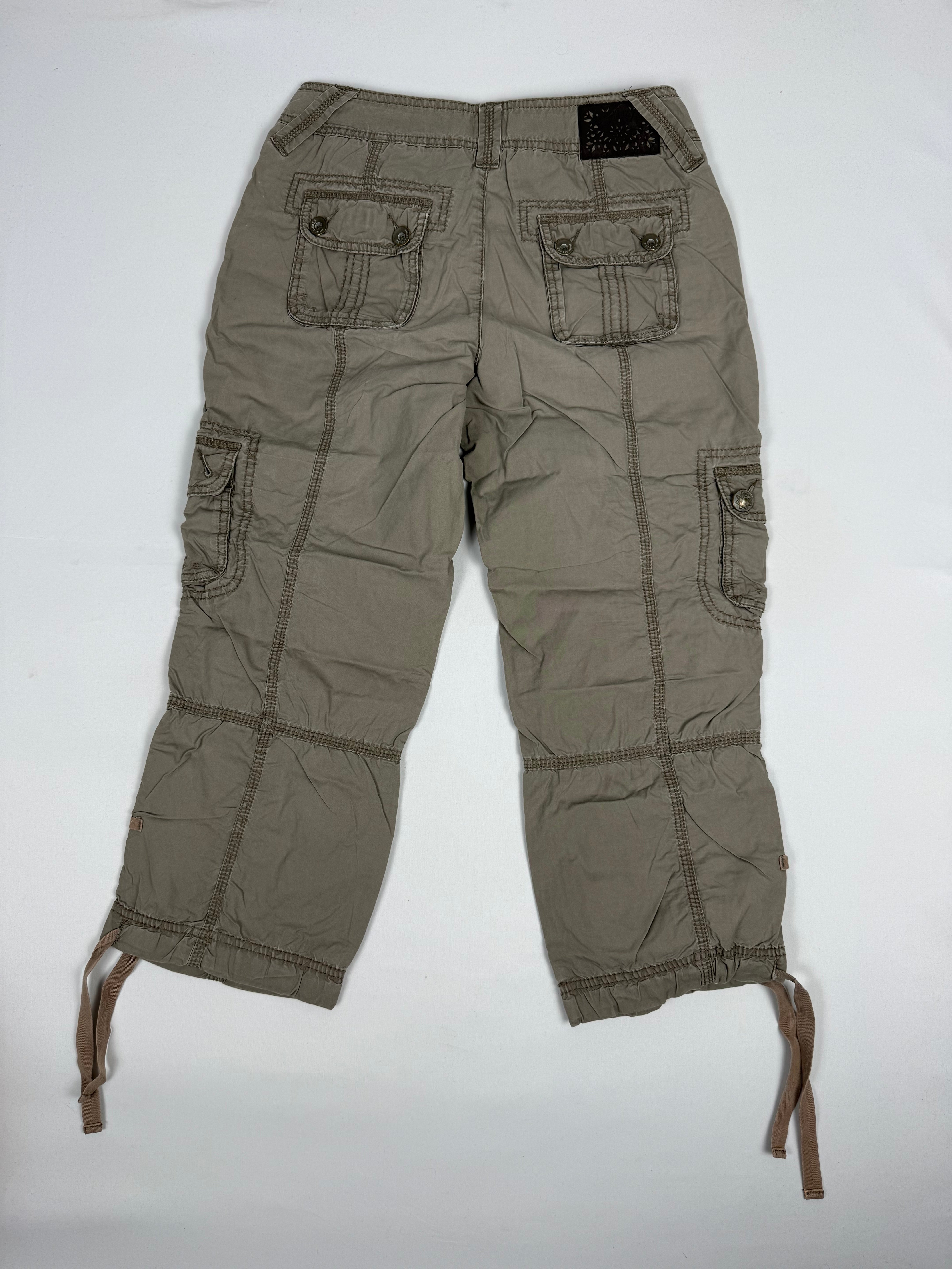 Khaki low rise utility capri pants (S)