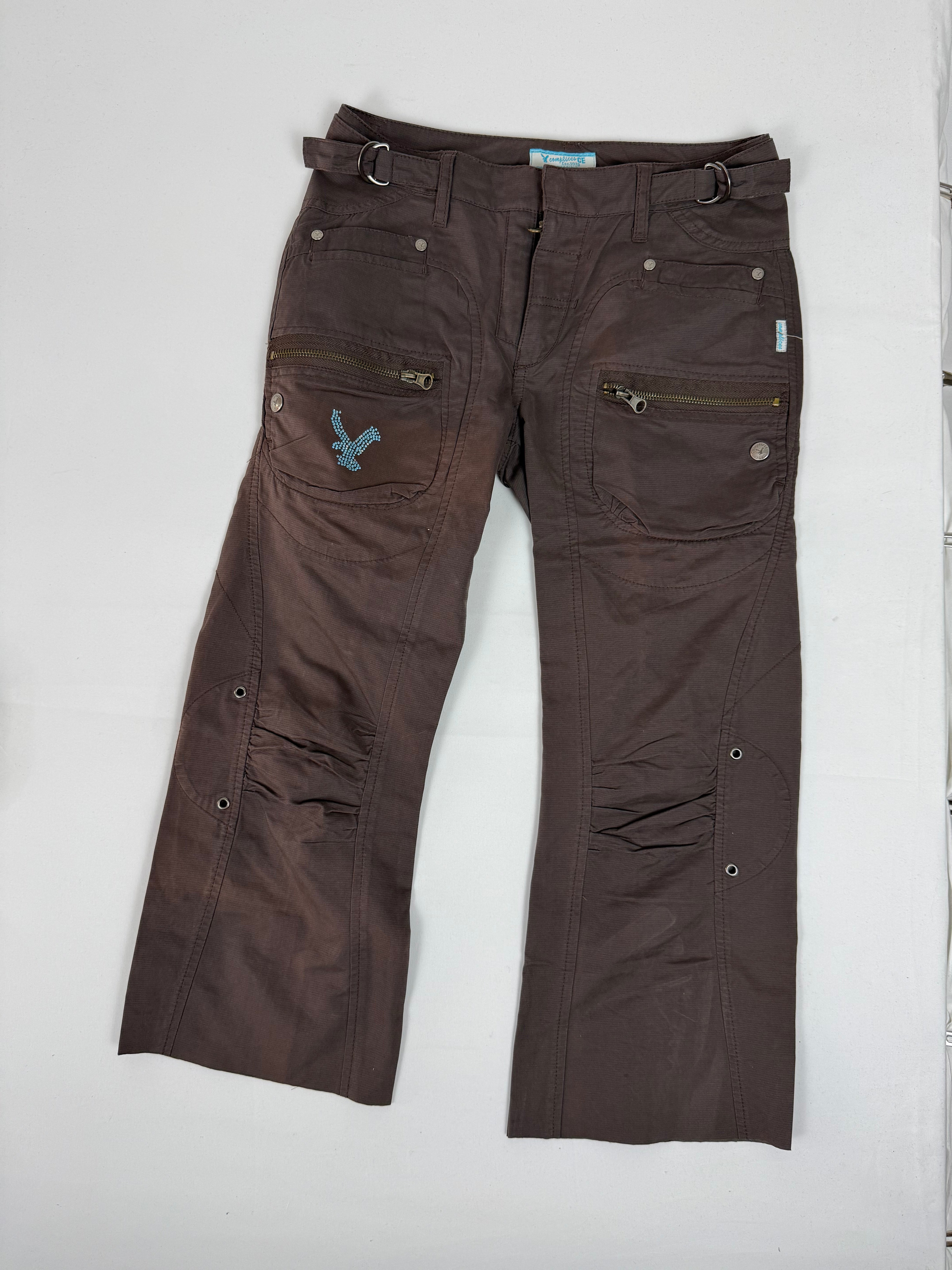 Pantalon droit taille basse en jean noir (XS)