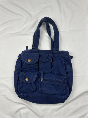 Blue cotton shoulder bag
