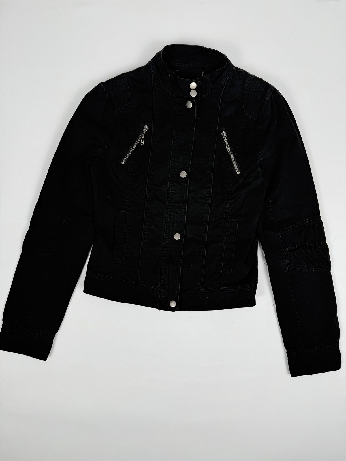 Black zip up biker jacket (M)