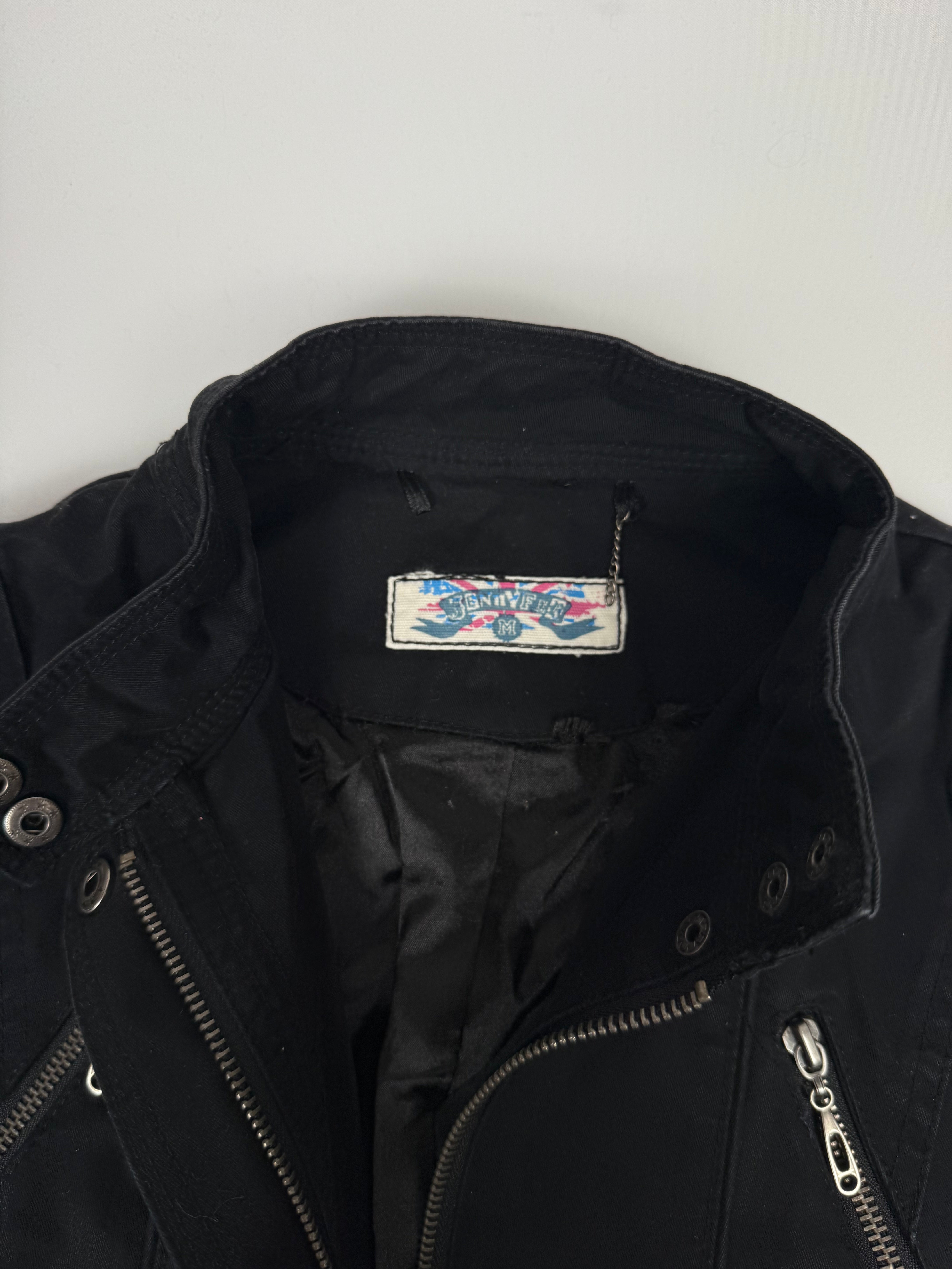 Black zip up biker jacket (M)
