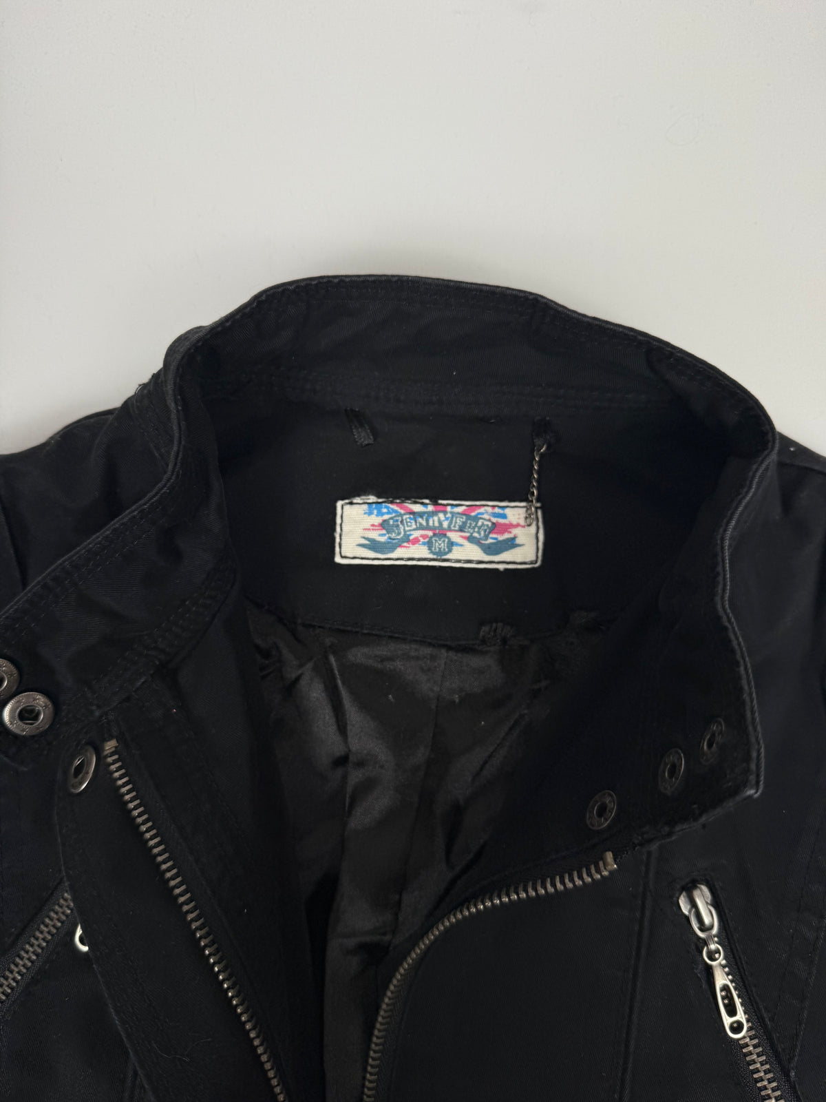 Black zip up biker jacket (M)