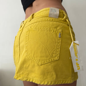 Yellow denim low rise mini skirt (S/M)