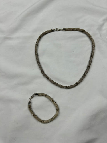 Silver stainless steel necklace + bracelet set