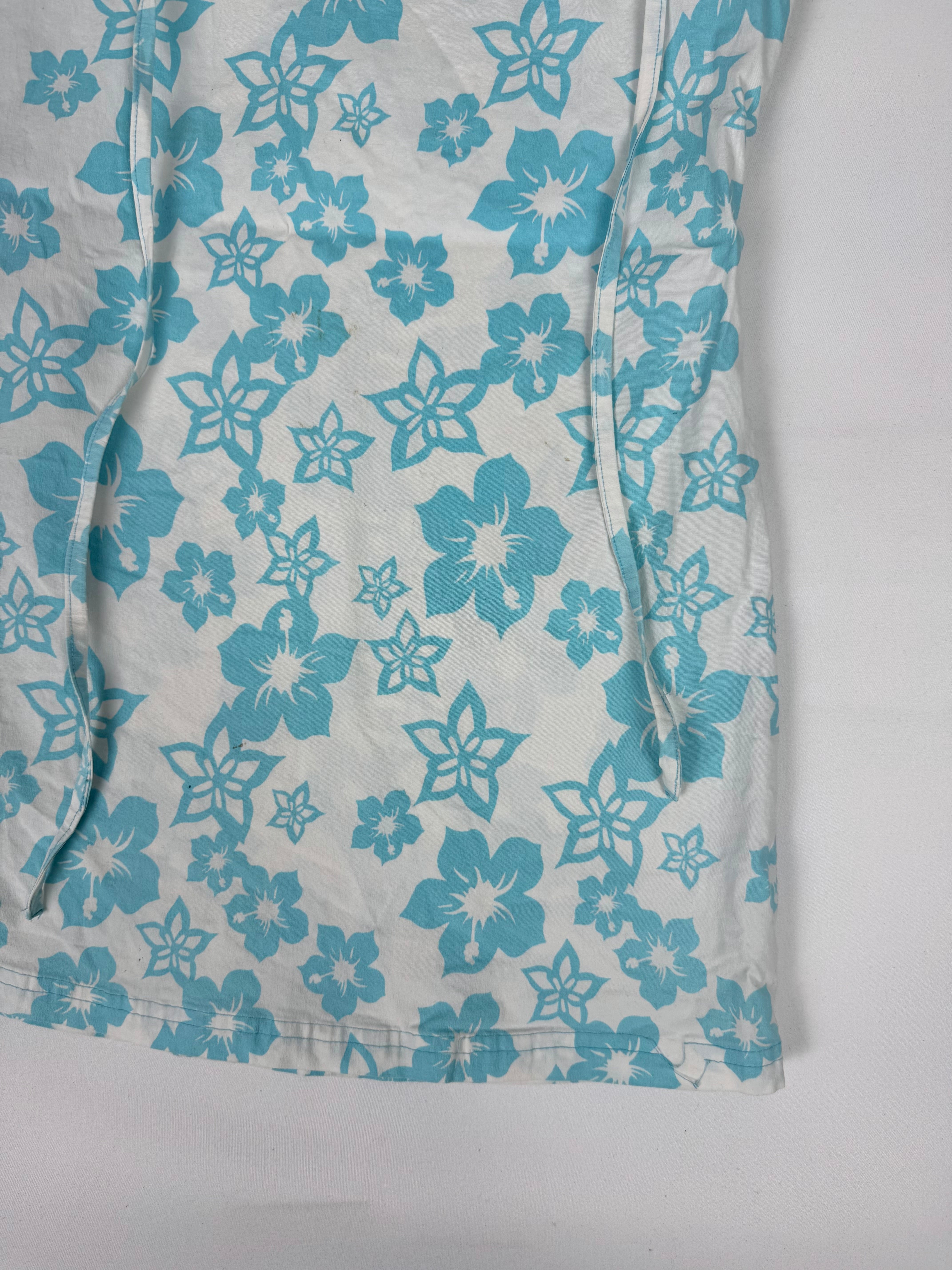 Baby blue floral cotton top (XS)
