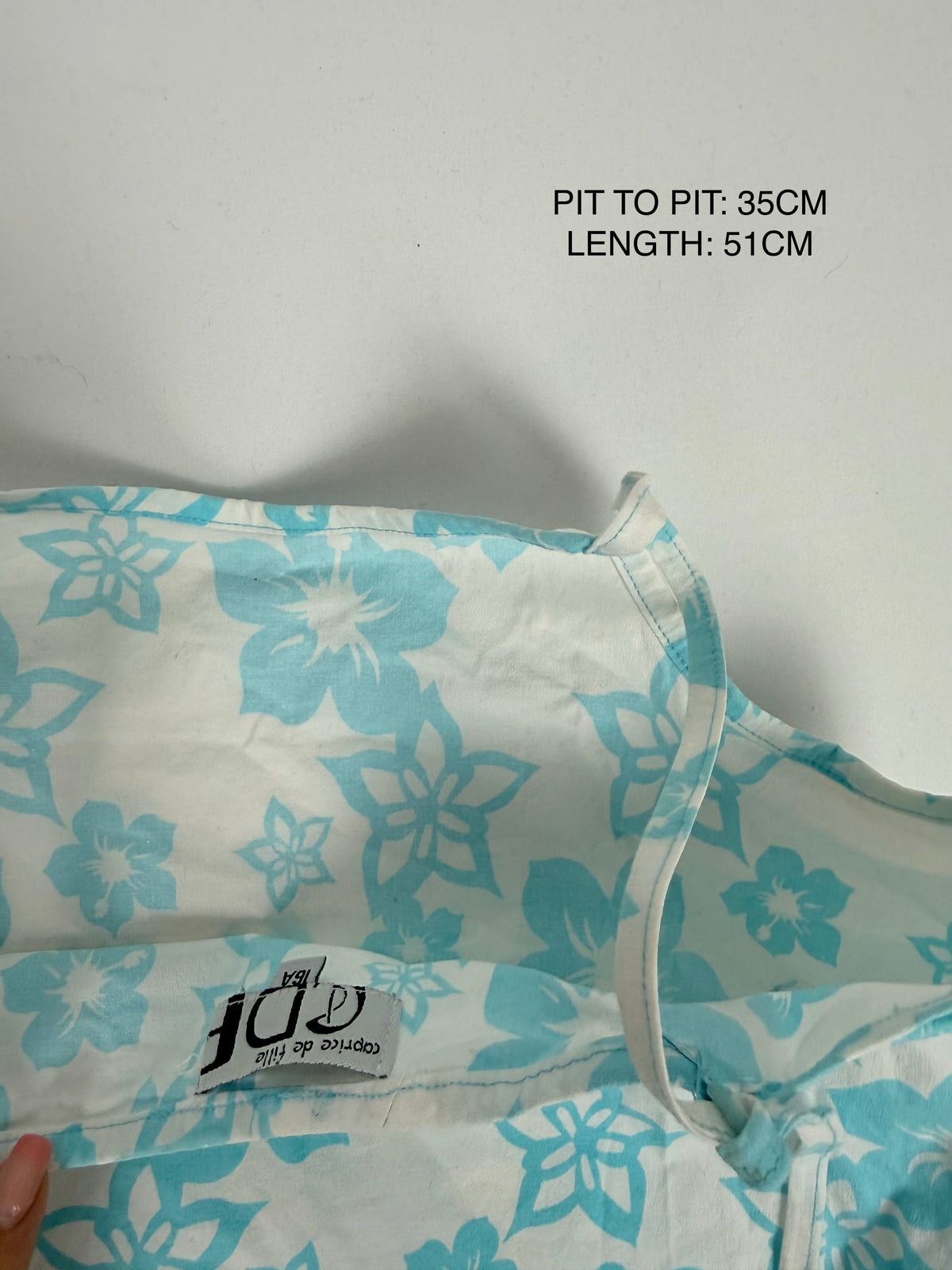 Baby blue floral cotton top (XS)