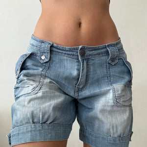 Blue denim low rise mini short (L)