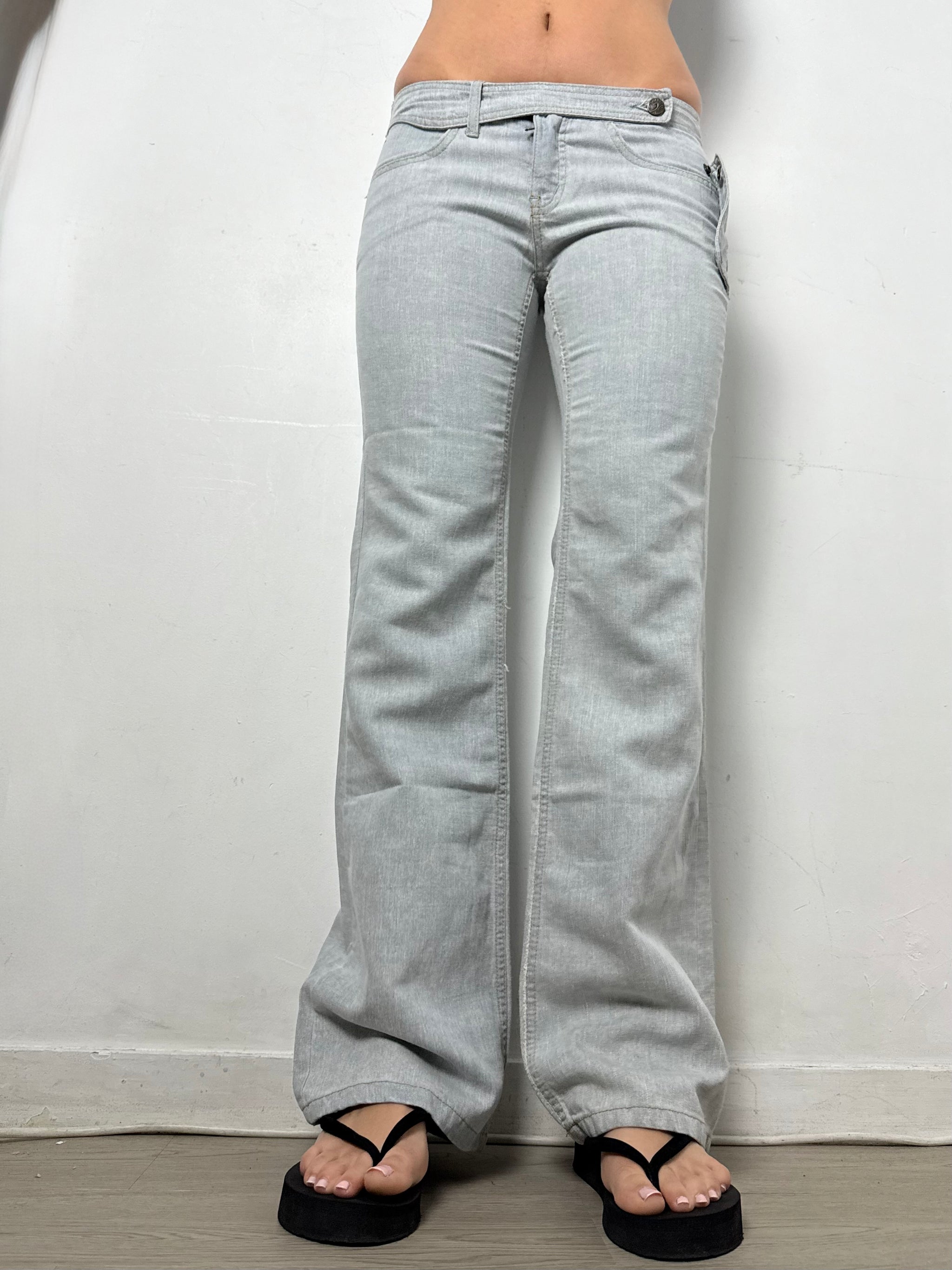 Grey denim low rise flare pants (M/L)