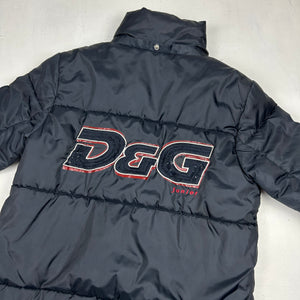 Black spell out logo puffer jacket (XS)