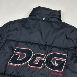 Black spell out logo puffer jacket (XS)