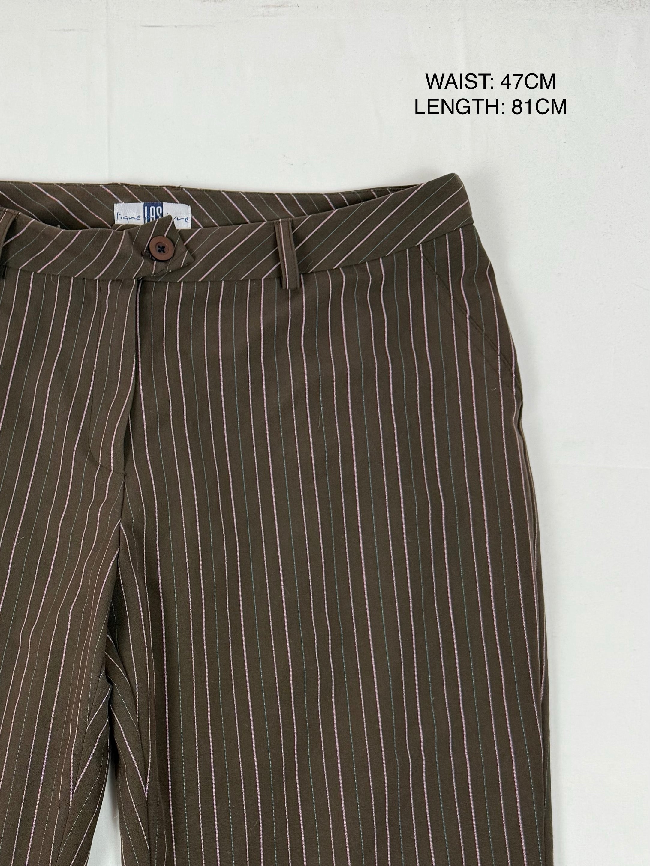 Brown striped low waist capri pants (XXL)