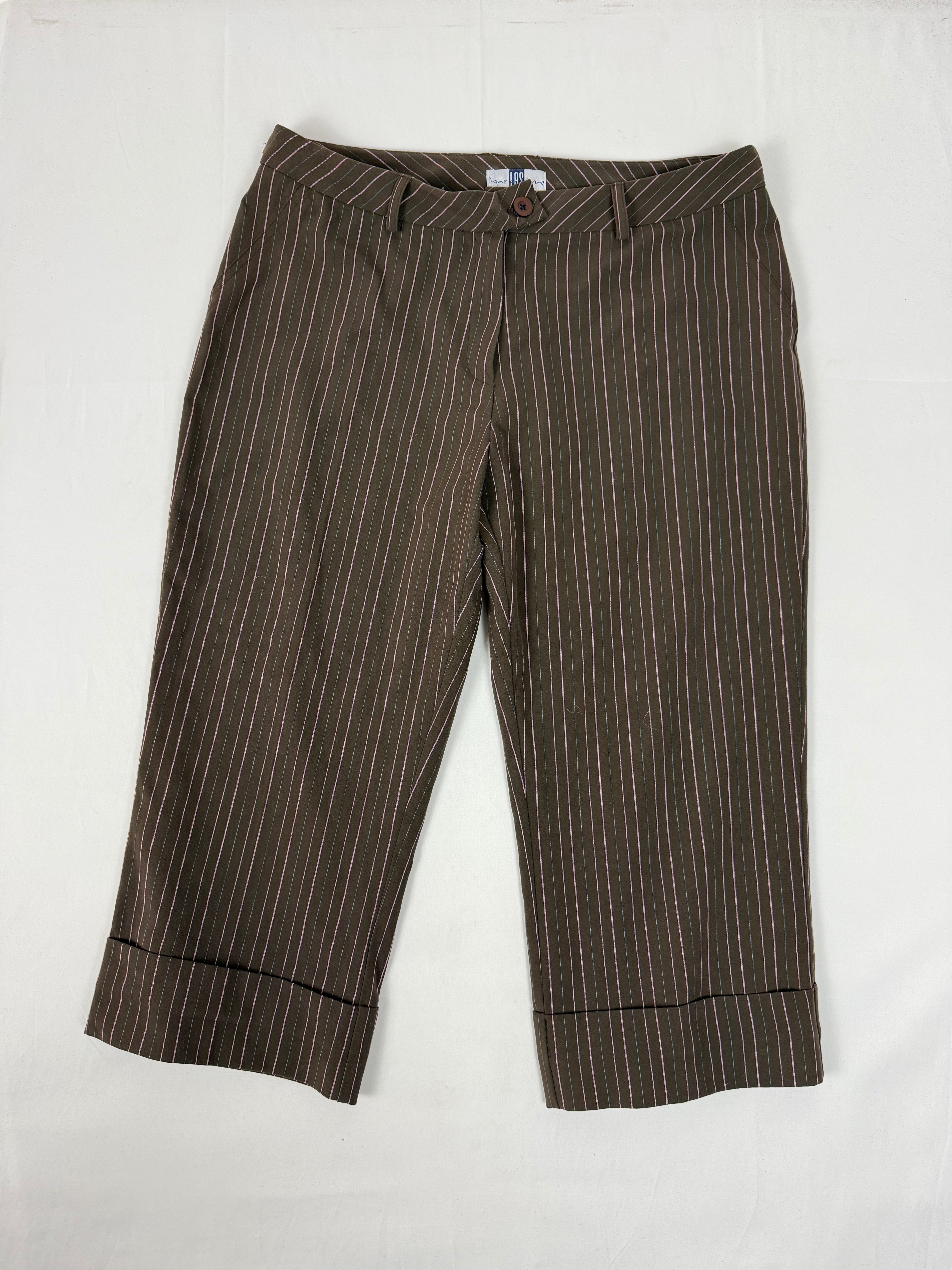 Brown striped low waist capri pants (XXL)
