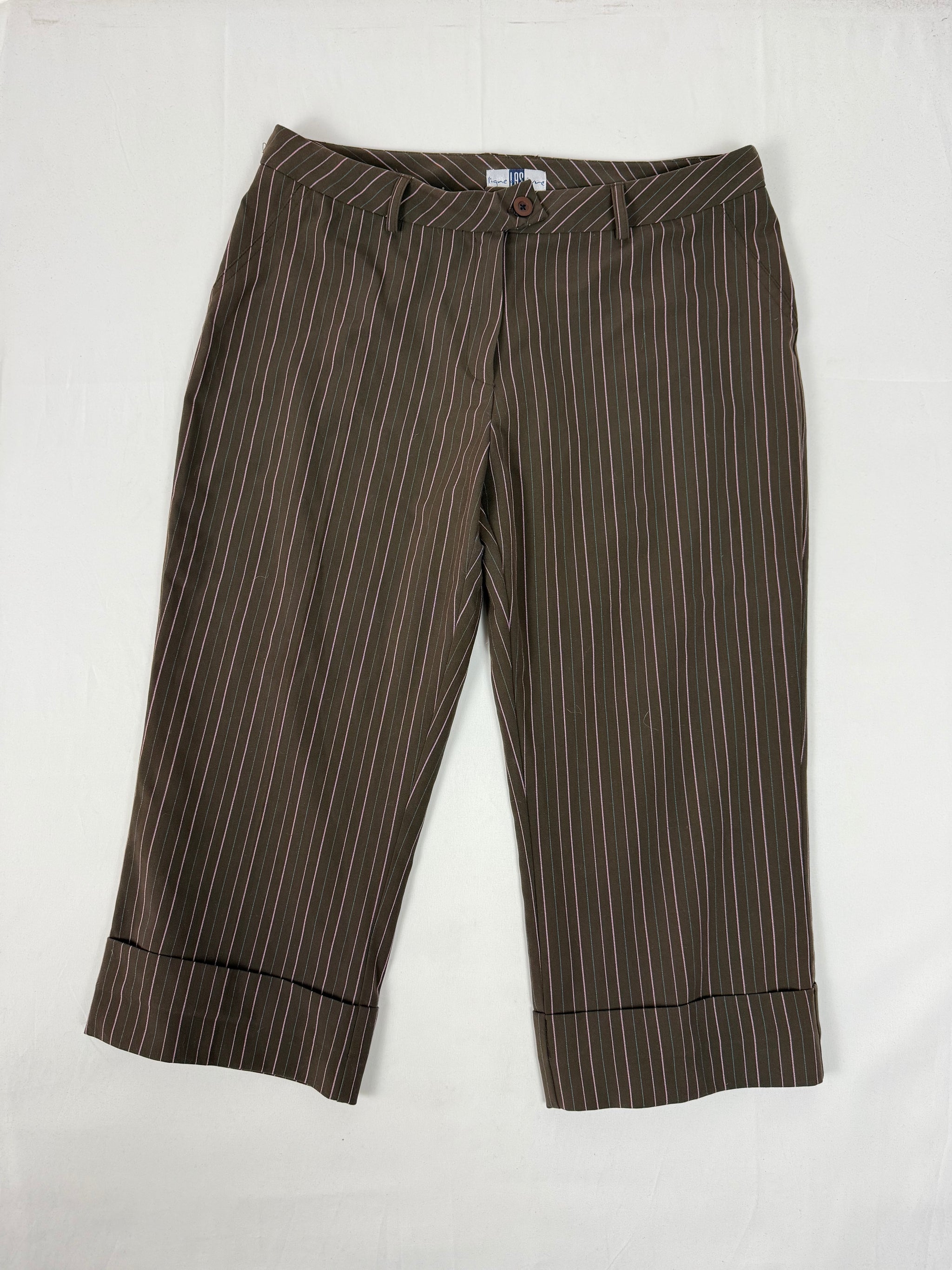 Brown striped low waist capri pants (XXL)