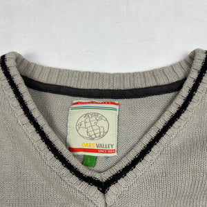 Beige V neck striped  jumper (L)