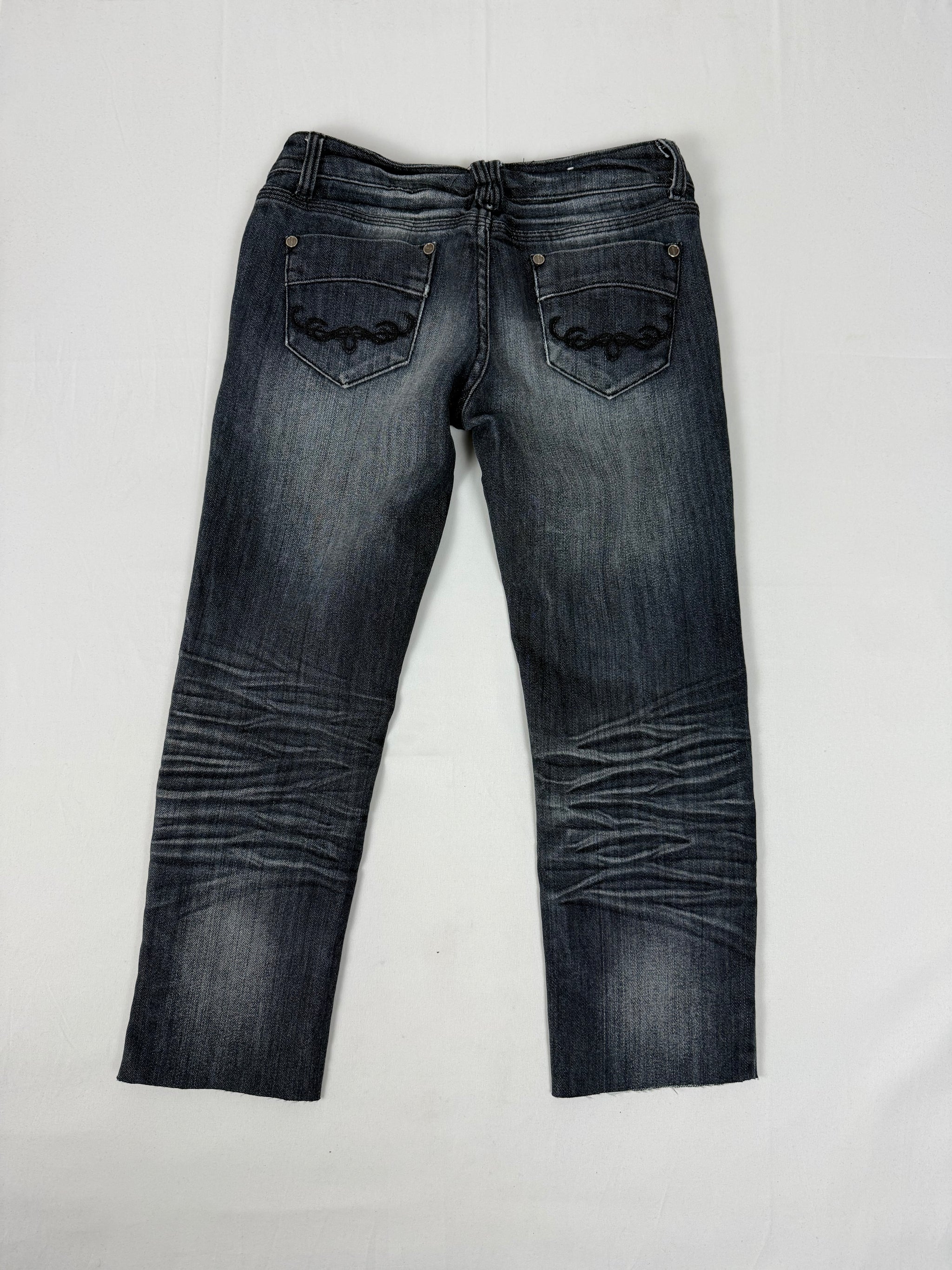 Grey denim low waist capri pants (XS)