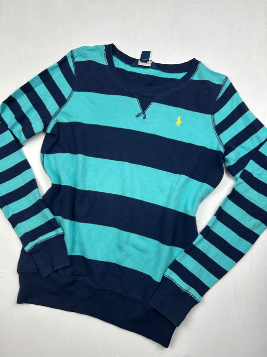Blue striped logo jumper (S/M)