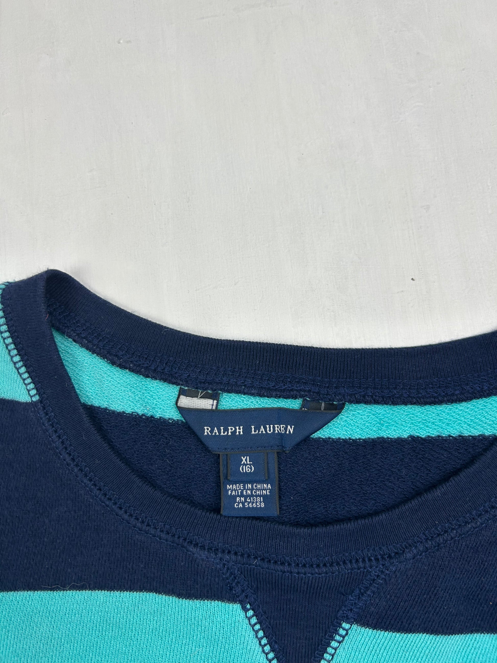 Blue striped logo jumper (S/M)