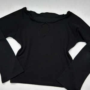 Black bardot flared long sleeves top (L)