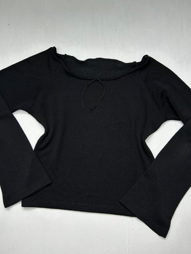 Black bardot flared long sleeves top (L)