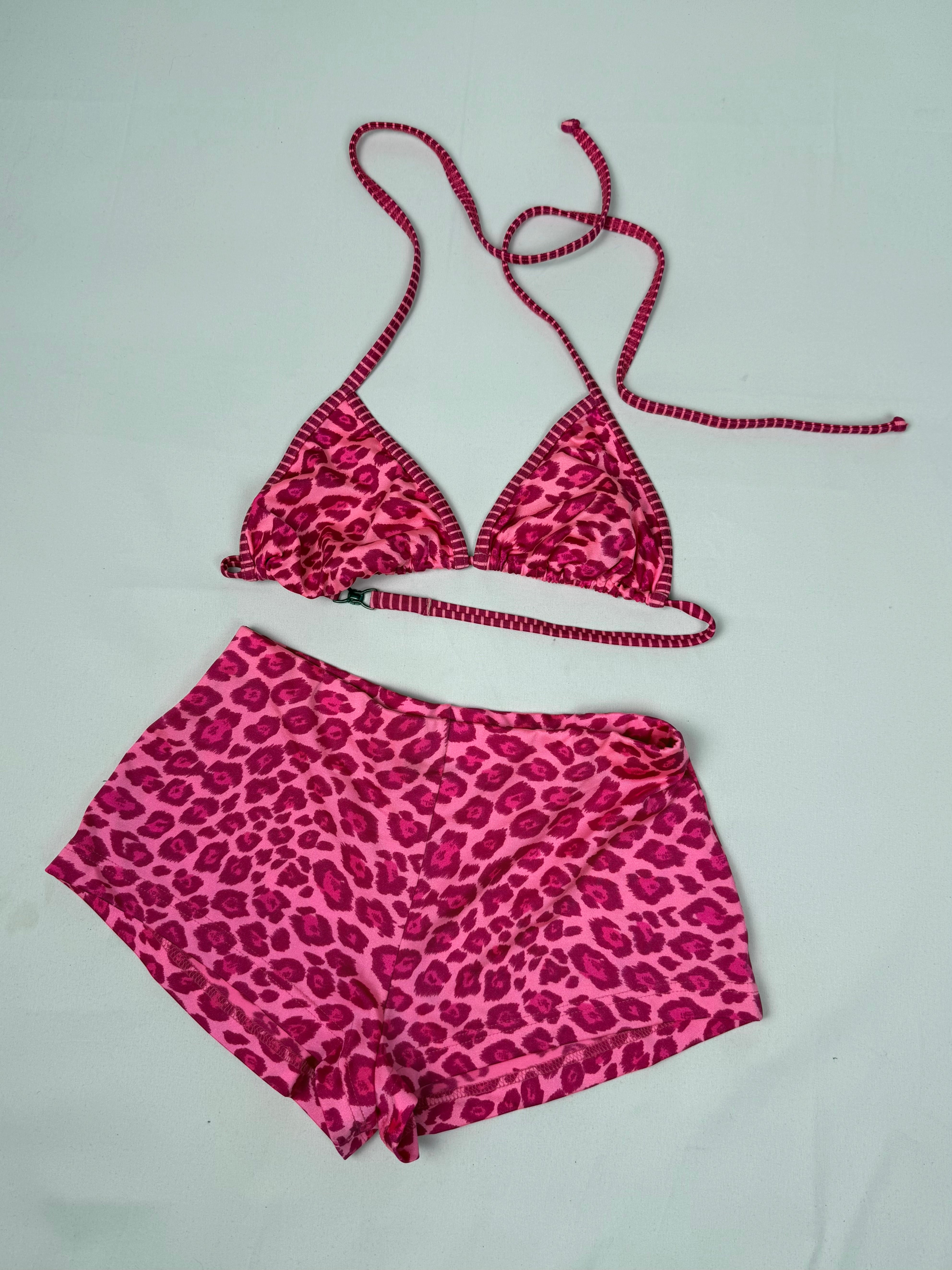 Pink animal print shorty bikini set (S/M)