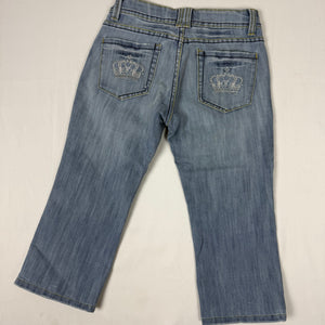 Blue denim cotton low rise crown capri pants (XS)