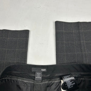 Grey check print office low waist flare / bootcut baggy pants (S)