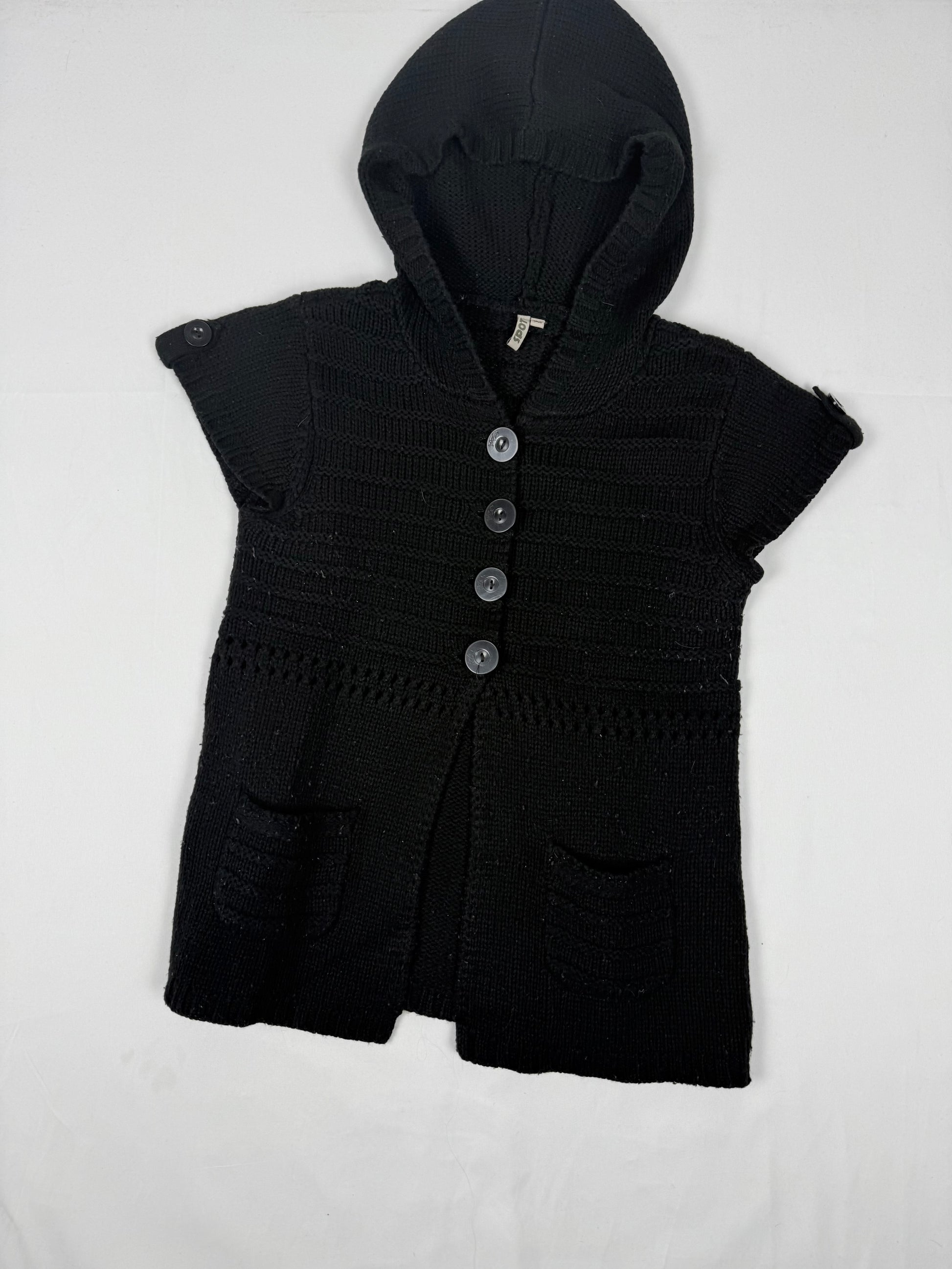 Black hooded short sleeves cardigan jumper (M/L)