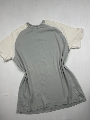 Grey bicolor zip up ribbed tee (L)