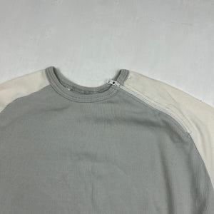 Grey bicolor zip up ribbed tee (L)