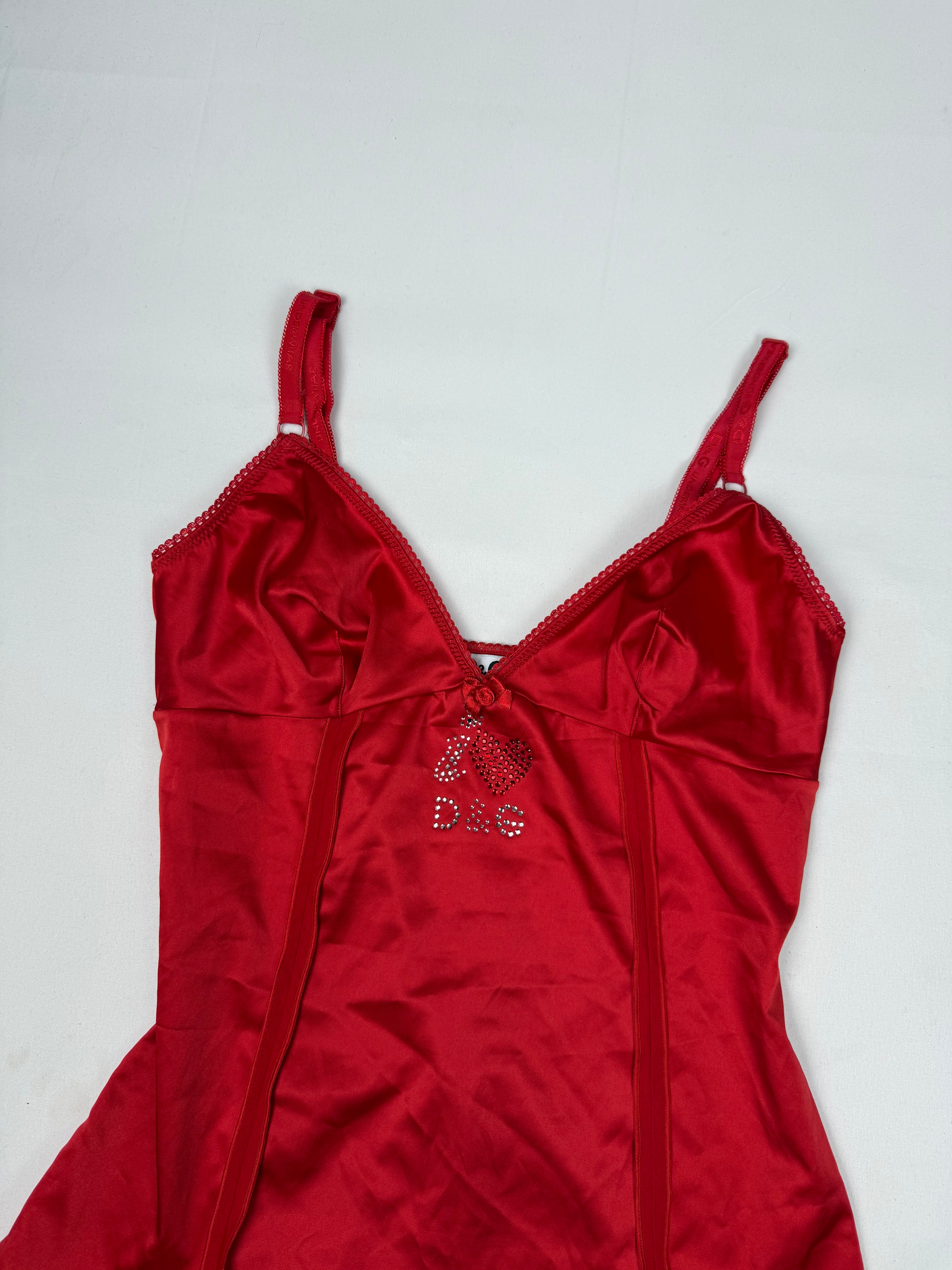 Red silky rhinestones logo top (L)