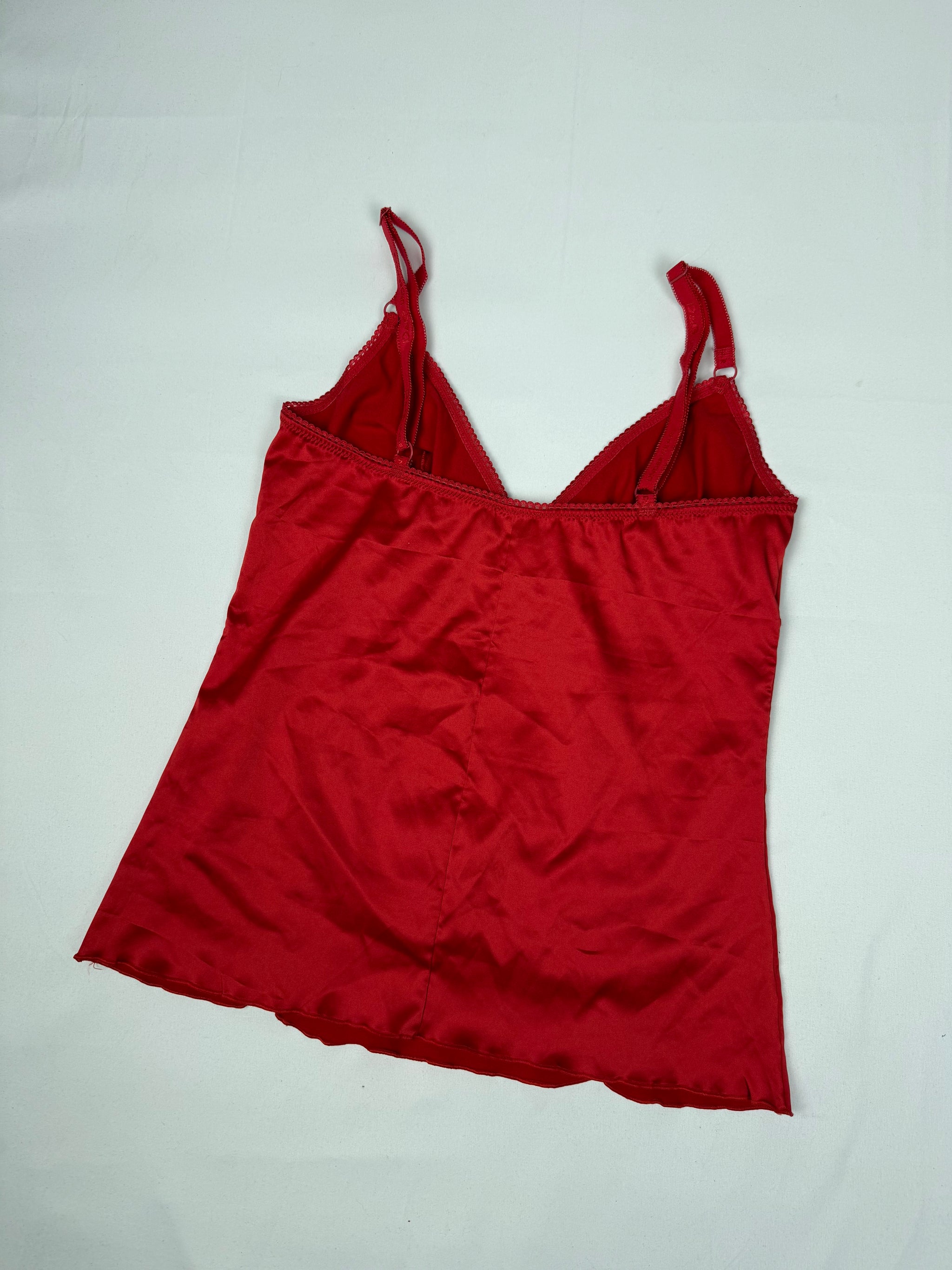 Red silky rhinestones logo top (L)