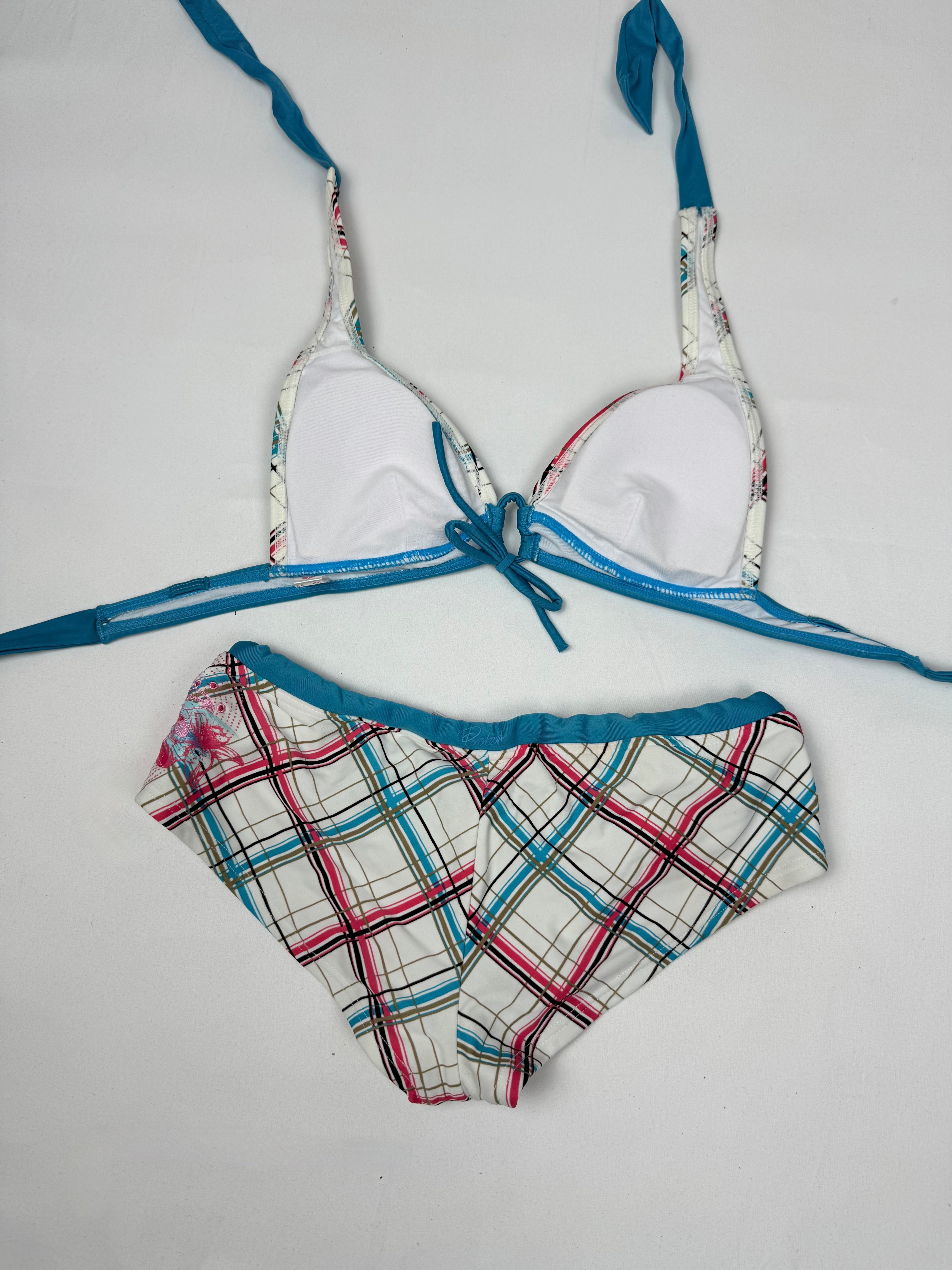 Multicolor check print low rise bikini set (S/M)